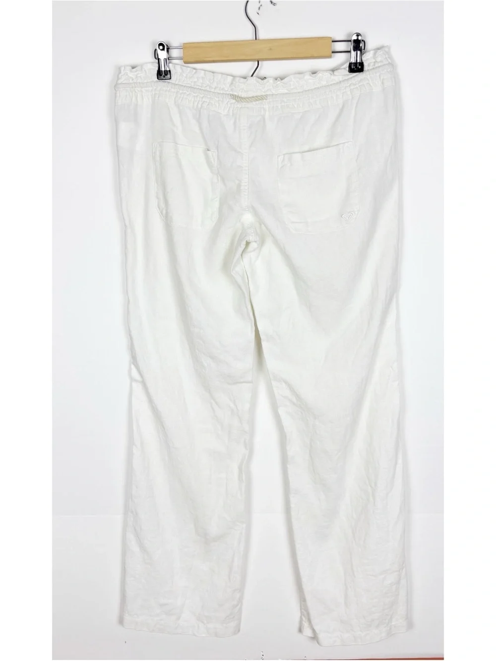 Roxy Pants Linen Blend White Wide Leg Size Medium Beach Summer Resortwear - Picture 2 of 5